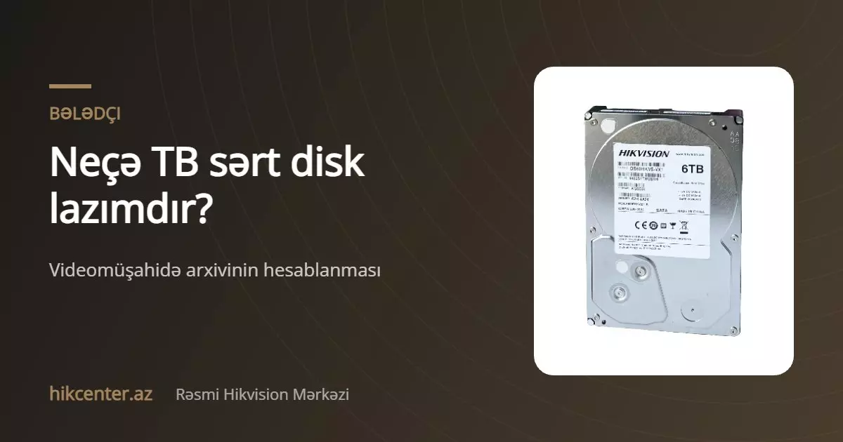 Videomüşahidə üçün neçə TB sərt disk lazımdır: arxiv hesablanması